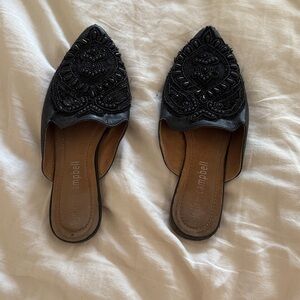 Black Embellished Mules